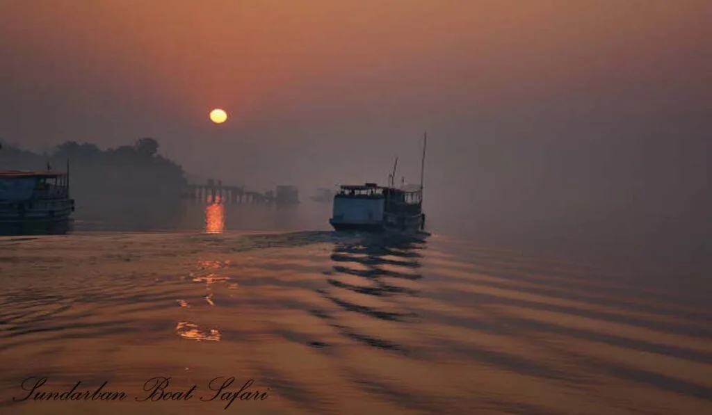 Tourists enjoying a wildlife boat safari through the narrow creeks of Sundarbans